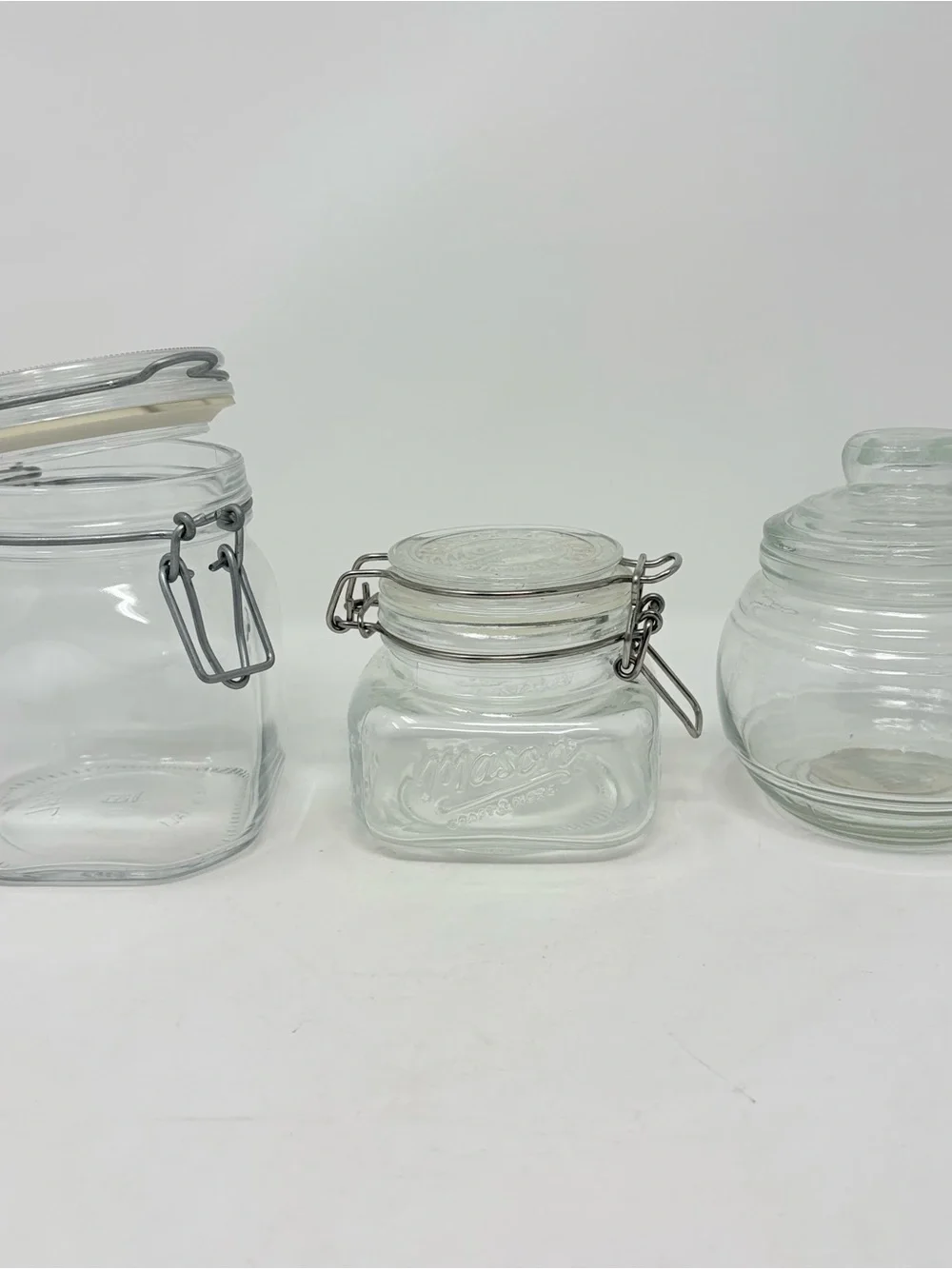 Lot of 3 Glass Container Jar With Lid Fido Bormioli Rocco 3/4 L Italy etc.